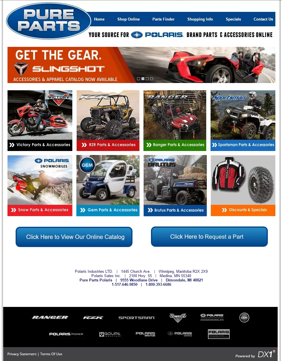 Pure Parts Polaris: An all-Polaris parts website that was maintained, updated, and managed by myself on behalf of a powersports parts distributor.